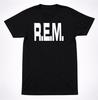 REM. Maglietta di Band - T-shirt Minimalista Nera Vintage con Logo a Blocco