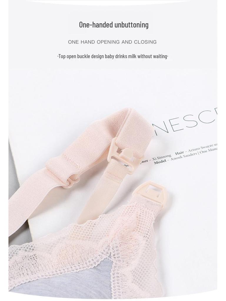 Women's Maternity Seamless Lace Trim Nursing Bra - No-Ammonia, One-Piece, Postpartum Breastfeeding Support.