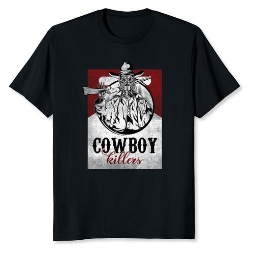 NEW LIMITED Western Cowboy Vintage Punchy Cowboy Killers Skull Skeleton T-Shirt S разноцветный