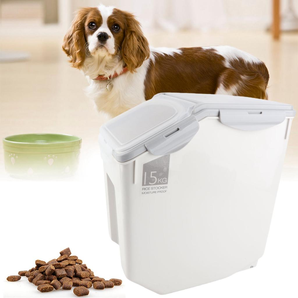 Pet Cat Food Barrel Grain Storage Damp Proof Dog Feeder Sealed Feed Fresh Box with Measuring Cup