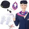 PESENAR Flugkostüm Set Barett Schal Weiße Handschuhe Sonnenbrille Flugzeug Anstecker Rollenspiel Party Halloween Cosplay