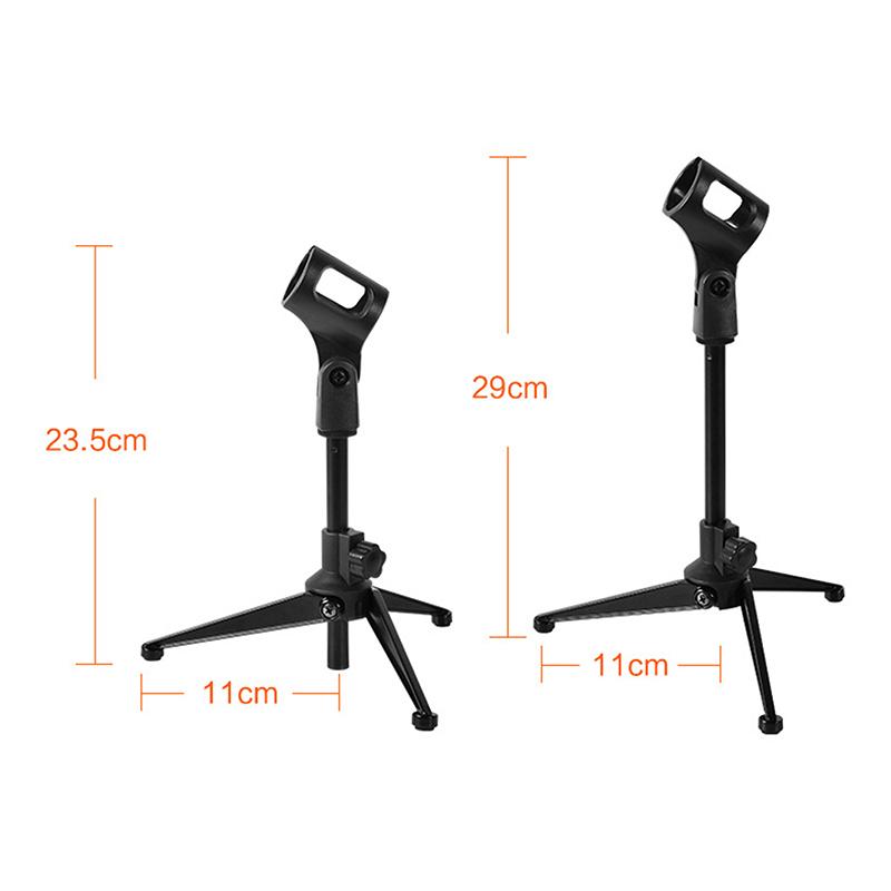 Adjustable Microphone Stand Desktop Tripod Mini Portable Mic Stand Holder Mic Clip Holder Bracket Lightweight For Live