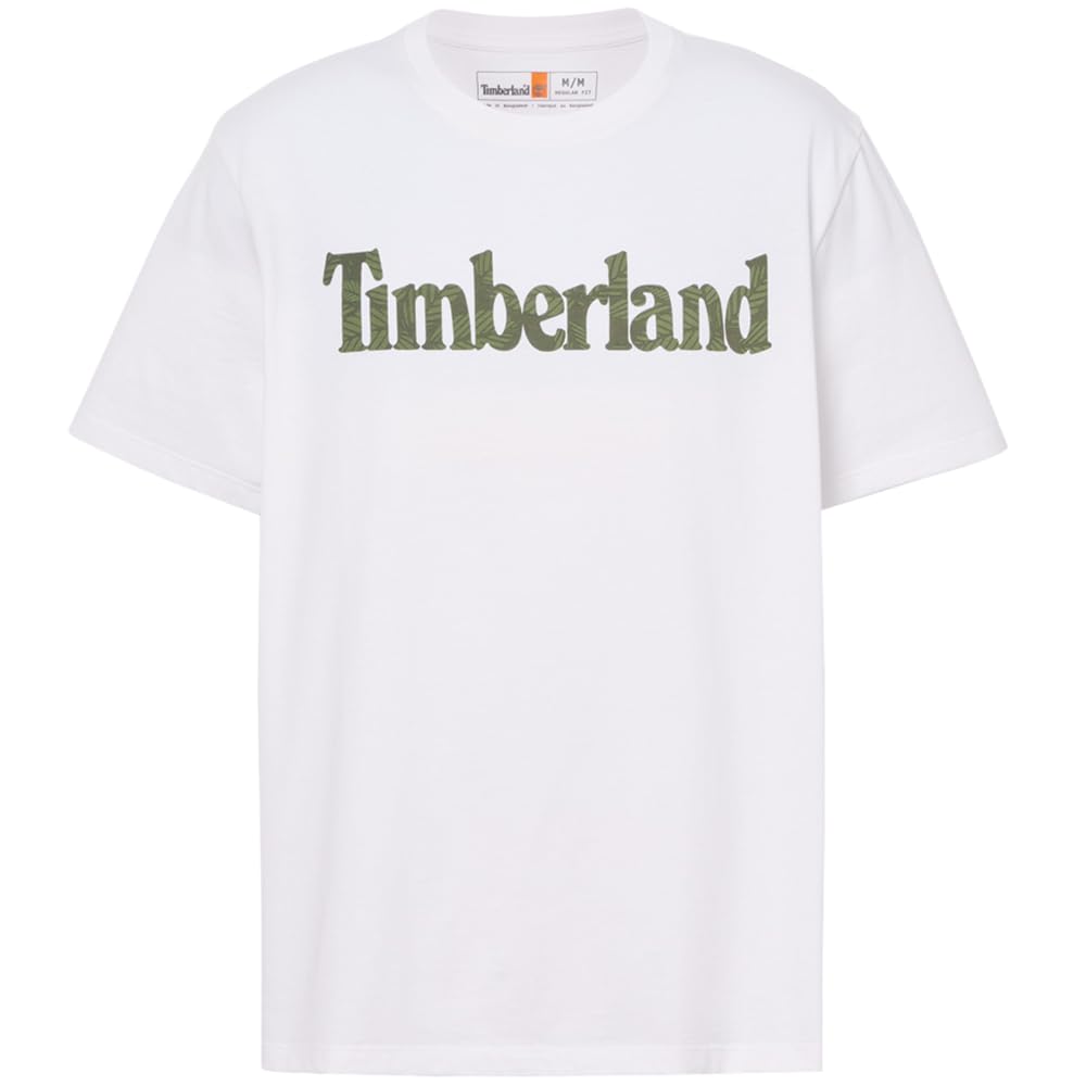 

Timberland Men s Short Sleeve Floral Wordmark Logo T-Shirt, White, XXL, TB0A6D6R1001