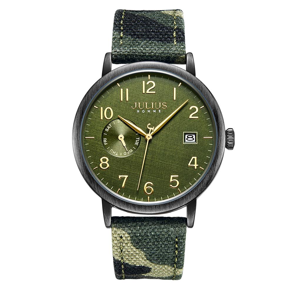 Jyullieoseu Jah-125 Day-Date Men'S Leather Watch