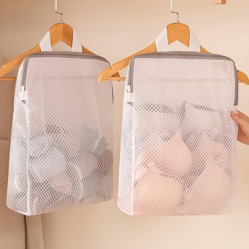 2pcs S+M Size Mesh Laundry Storage Bags - Large Capacity, Hanging & Breathable, Zippered, Ideal for Underwear, Socks & Clothes, Durable Polyester
