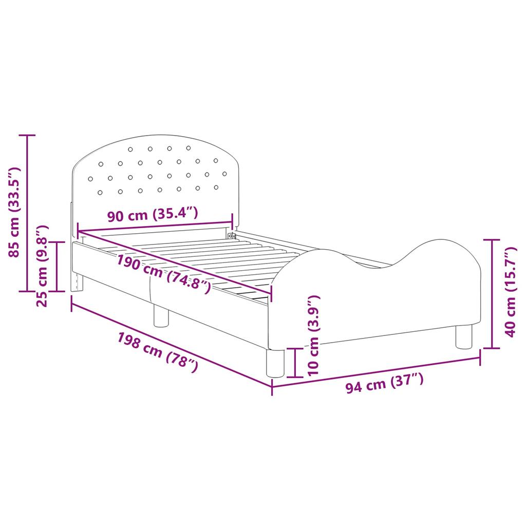 Children s Bed Frame with Headboard Pink 90 x 190 cm Velvet