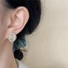 Exquisite Luxury Shiny Zircon Edge Geometric Oval Glass Opal Stone Stud Earrings for Woman Korean Bride Wedding Jewelry Gifts