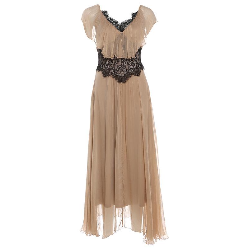2026 European and American summer new fashion French retro summer lace gauze design waist and thin dress