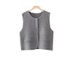 Primavera Autunno Nicchia Premium Gilet in Maglia Donna Elegante Francese Versatile Moda Bottone Dorato Girocollo Gilet Tinta Unita