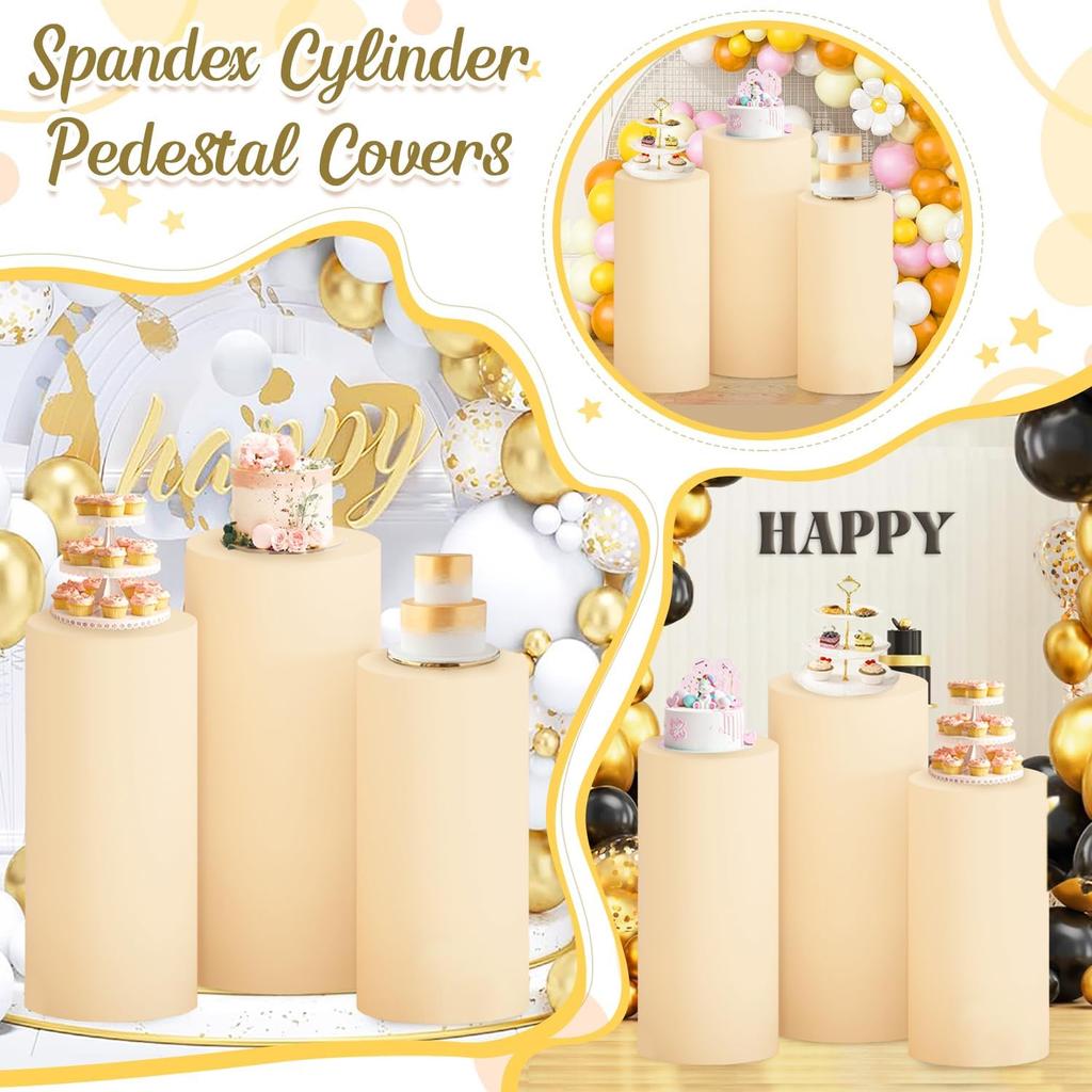 1-5Pcs Cylinder Stand Covers Spandex Pedestal Stand Covers For Party Wedding or Baby Shower Event Decor (only cloth covers)