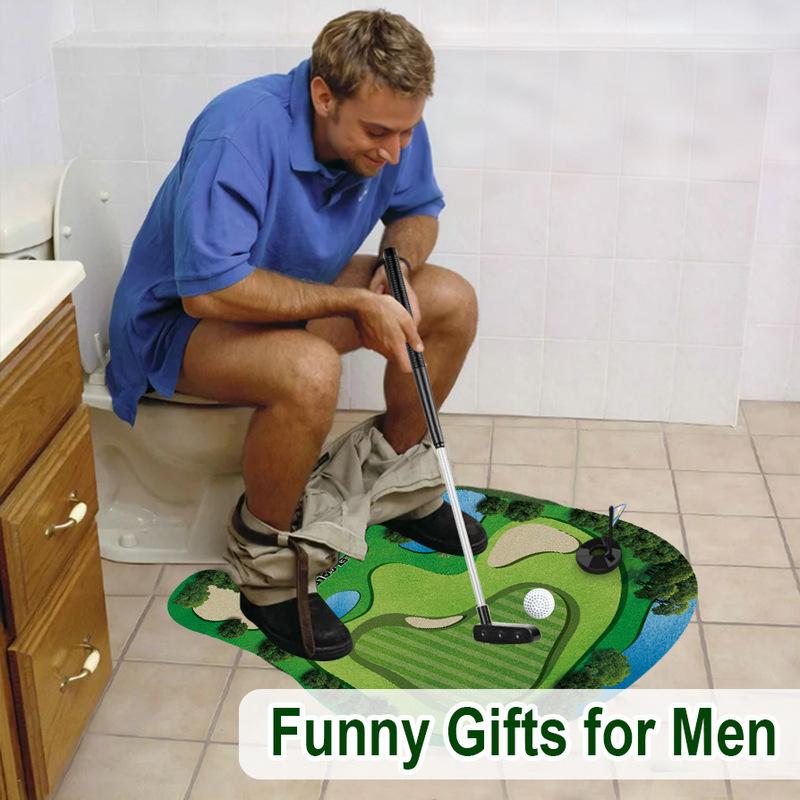 Generic Toilet Golf Set Mini Putting Game With Mat Putter 2 Balls Bathroom Leisure Entertainment Toy Adult Golfers Toilet Fun