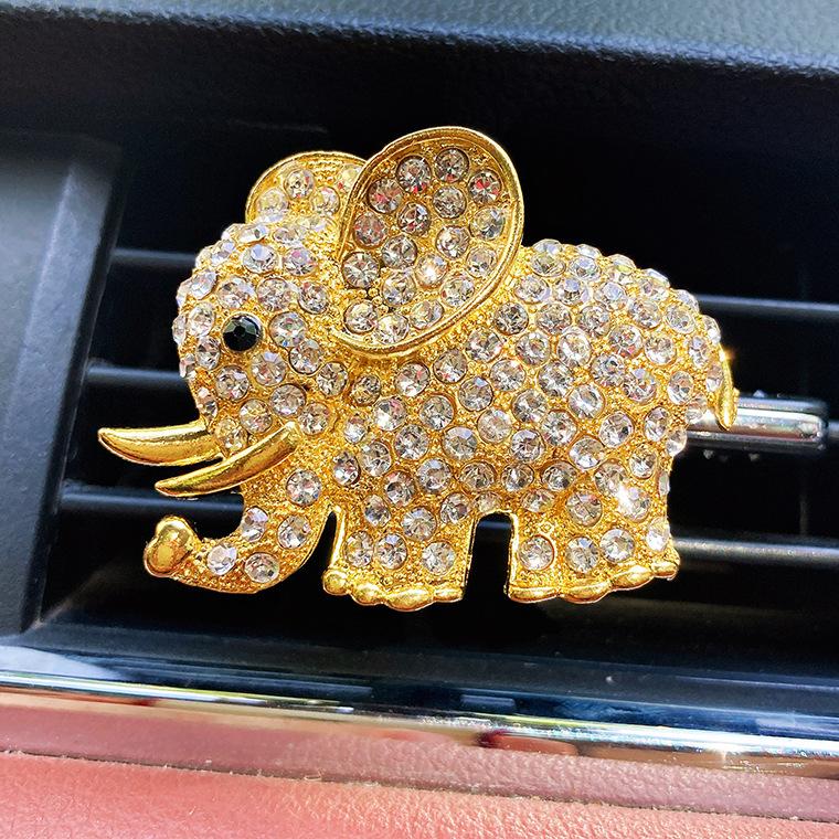Bling Elephant Car Air Conditioner Air Outlet Perfume Clip Car Perfume Air Freshener Diamond Elephant Auto Interior Decoration