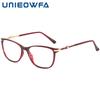 UNIEOWFA TR90 Cat Eye Myopia Eyeglasses Frame Women Optical Prescription Glasses Frame Ladies Brand Designer Eyewear Frame 2023