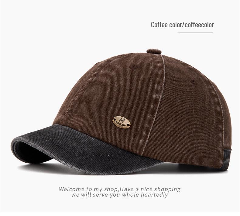 Retro Washed Distressed Short Brim Baseball Cap - Unisex Sun Protection Hat for Spring/Summer