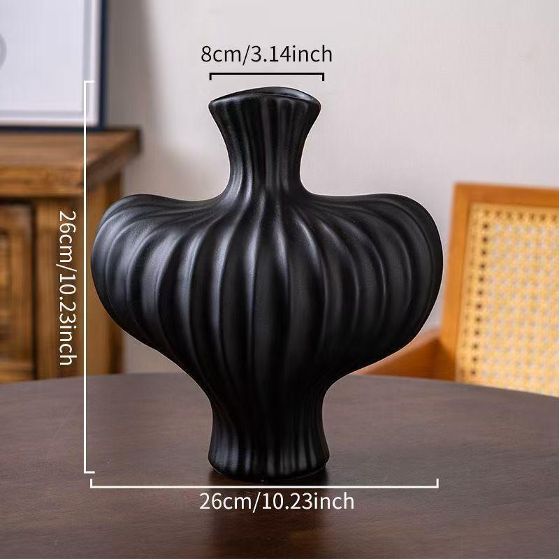 Modern Ceramic Stripe Vase Decor Living Room Desk Office Minimalist Home Accessory Large Black Striped Ceramic Vase 26cm