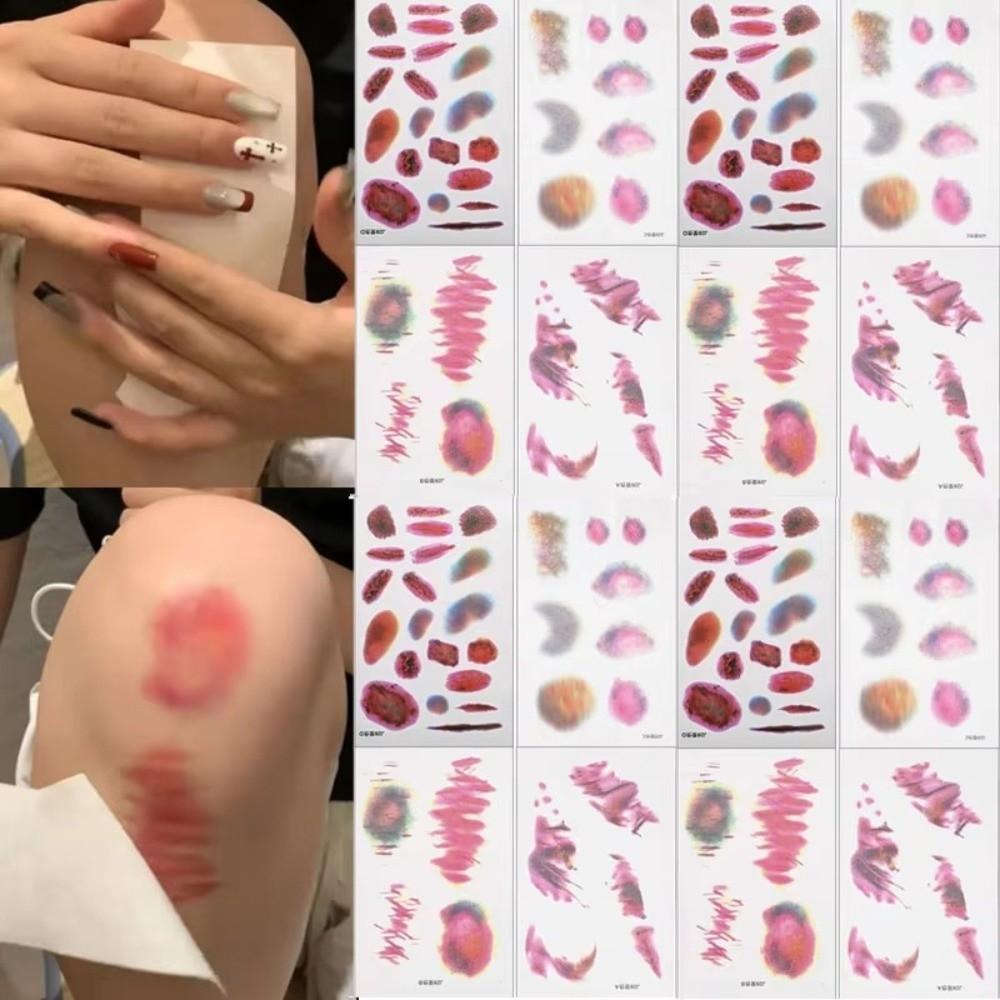 1/4PCS Gifts Waterproof Wound Bruising Temporary Tattoos Realistic 3D Fake Tattoo Lasting Scar Tattoo Sticker