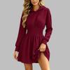 Women's Long Sleeve Hooded Sweatshirt with Ruffled Waist
