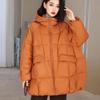 Giacca Imbottita Calda con Cappuccio da Donna Sottile per Primavera e Autunno, Taglia Grande, Lunghezza Media, Casual, Larga, Monocolore, con Zip, Capo Esterno