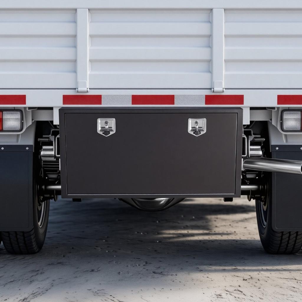 Underbody Truck Tool Box, 1219 x 609 x 609 mm Heavy Duty Steel Trailer Storage Box with Lock & Keys, Waterproof Trailer Storage Organizer Under Body