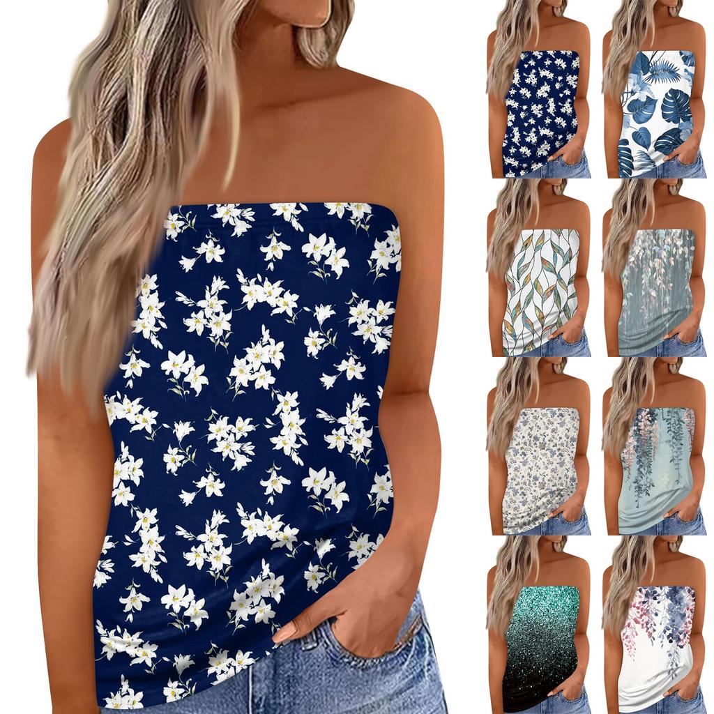 Women's Summer Sexy Tube Top Off Shoulder Sleeveless Tops Strapless Beach Vest Bandeau Shirt Backless Sexy Tops