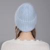 Winter Hat For Women Warm Knitted Angora Rabbit Fur Beanies Fashion With Bead Hats Female High Quality Casual luxury Cap
