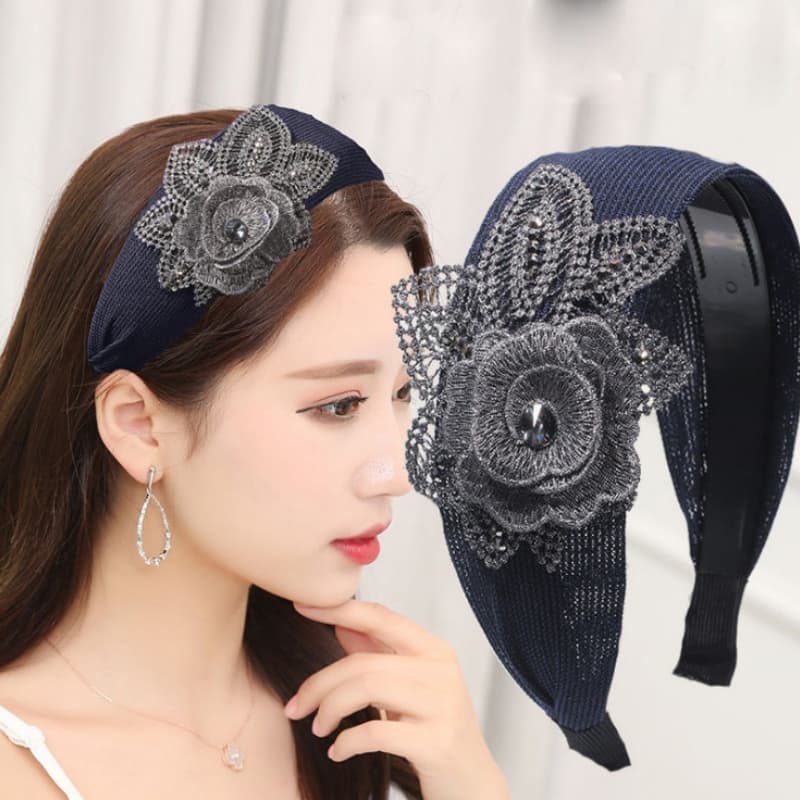 Wide-Brimmed Hairpin Non-Slip Breathable Large Flower Simple Headband Hair Band