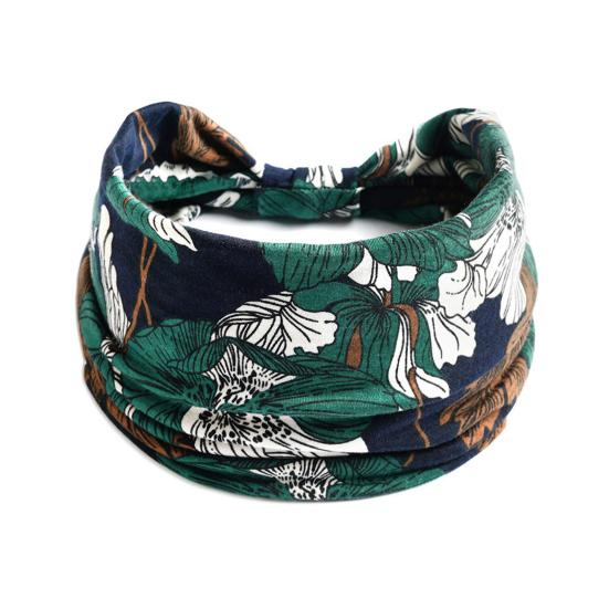 

Women Bandana Fashion Print Wide Stretchy Sweat Absorption Bohemian Gym Headband Sweatband for Yoga N