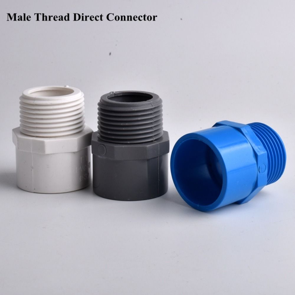 5Pcs Straight Structure PVC Pipe Connector Male Threaded Straight Pipe Connector Garden Irrigation