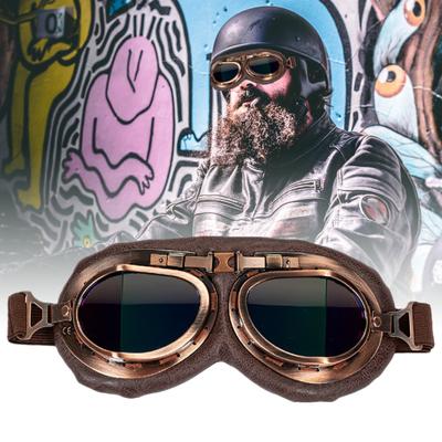 Occhiali da ciclismo Antivento Antipolvere Resistente agli urti Cinturino elastico antiscivolo Protezione UV Occhiali da moto in plastica stile vintage per esterni