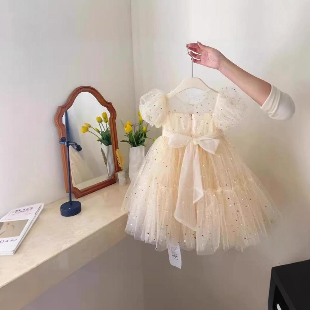 2024 Frühling/Sommer Mädchen Prinzessin Puff Mesh Kleid