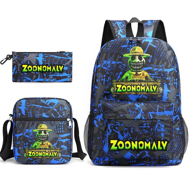 Deformed Zoo School Bag Male and Female Students Three-piece Large Capacity Backpack