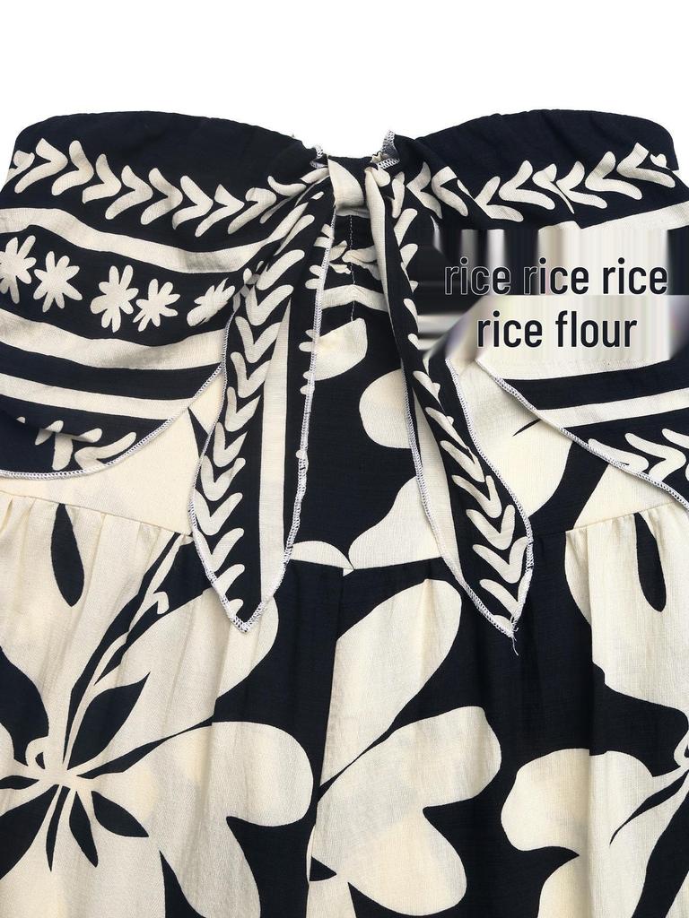 2026 Sommer Sexy Tropischer Print Bandeau Bindetop Jumpsuit