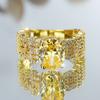 Exquisite Heavy Industry Egg Shaped Full Circle Yellow Zircon Ring with Luxurious Charm Shining Gift Matching Accessories