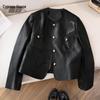 Silkbay Women's Round Neck Faux Leather Biker Jacket
