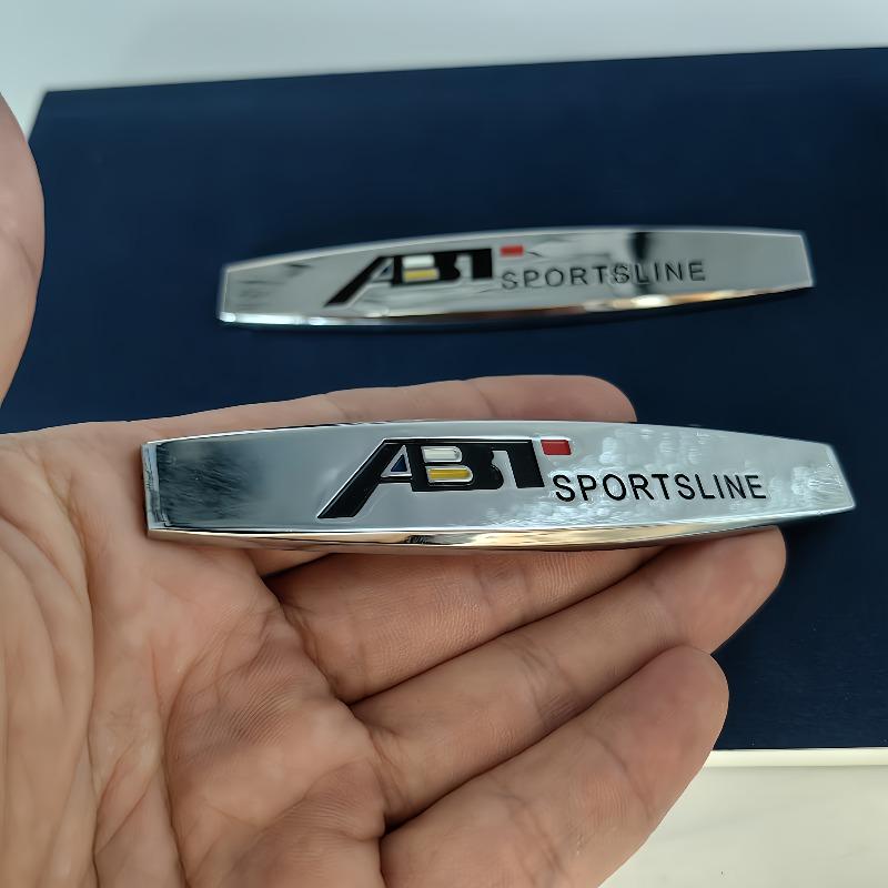 Set of 2 ABT Car Logo Decals for Decorating The Rear Trunk And Sides of Your Vehicle, Featuring a 3D Chrome End