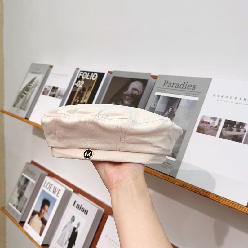 Beretă octogonală neagră pentru femei, primăvară/vară, asortabilă - Pălărie de pictor retro, la modă, în stil coreean și japonez