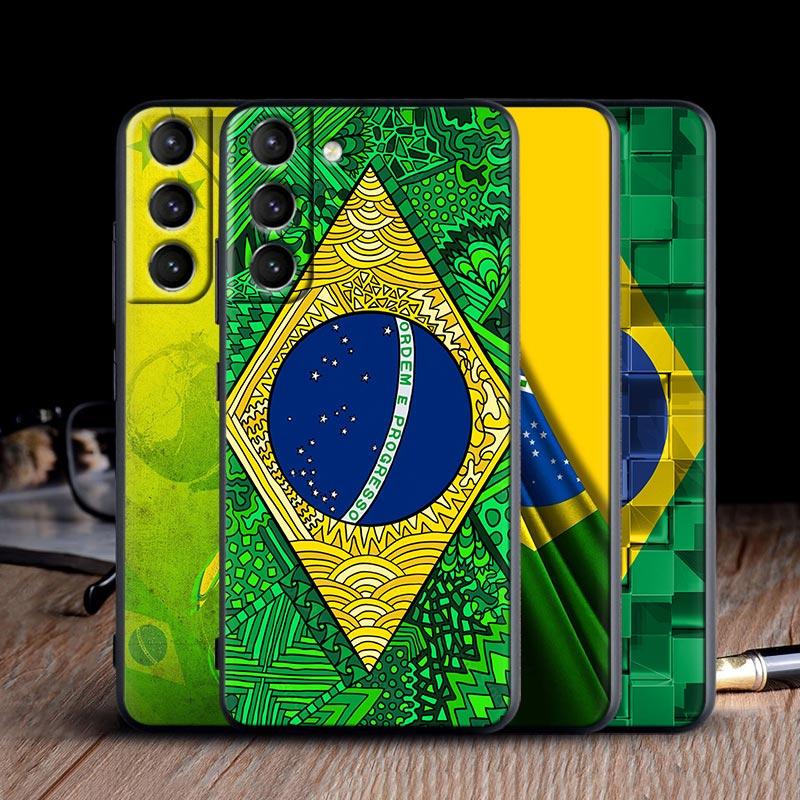 Brazil Flag Silicone Case For Samsung S23 Ultra S24 5G S21 S20 FE Back Cover Galaxy S22 s23 S24 S10 Plus Case Brazilian Football