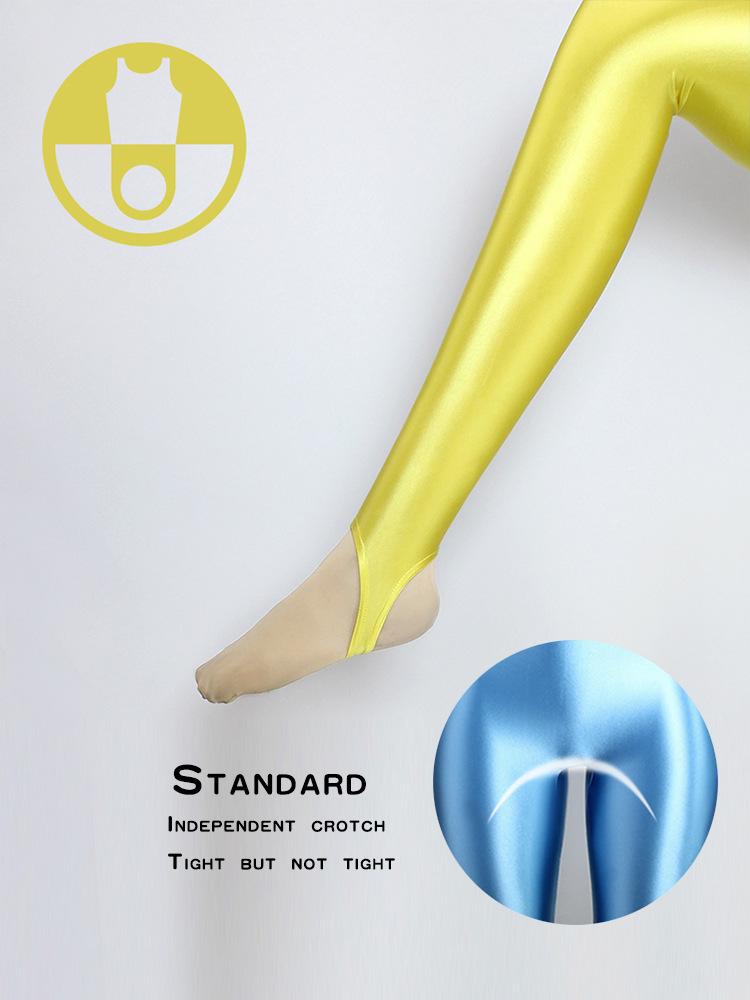 Shiny Oil-Gloss High-Elastic Full Body Shaping Leotard - Plus Size Silky Smooth Tight-Fit Yoga Fitness Wear