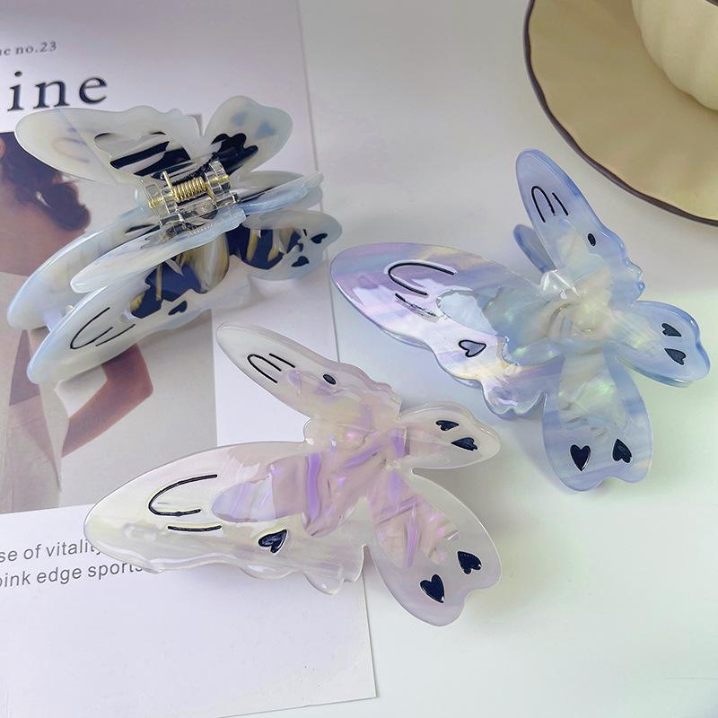 Super Fairy New Summer High Texture 10.3CM Large Butterfly Hair Clip Fashion Colorful Acetic Acid  Shark Clip Headwear