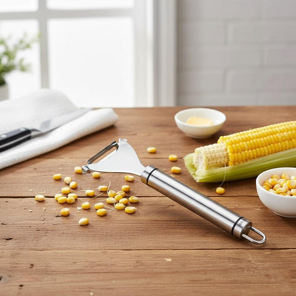 

Stainless Steel Corn Stripper Corn Grain Cob Peeler Sheller Blade Metal Kitchen Corn Cutter Slicer Tool Vegetable Fruit Tools серебряный
