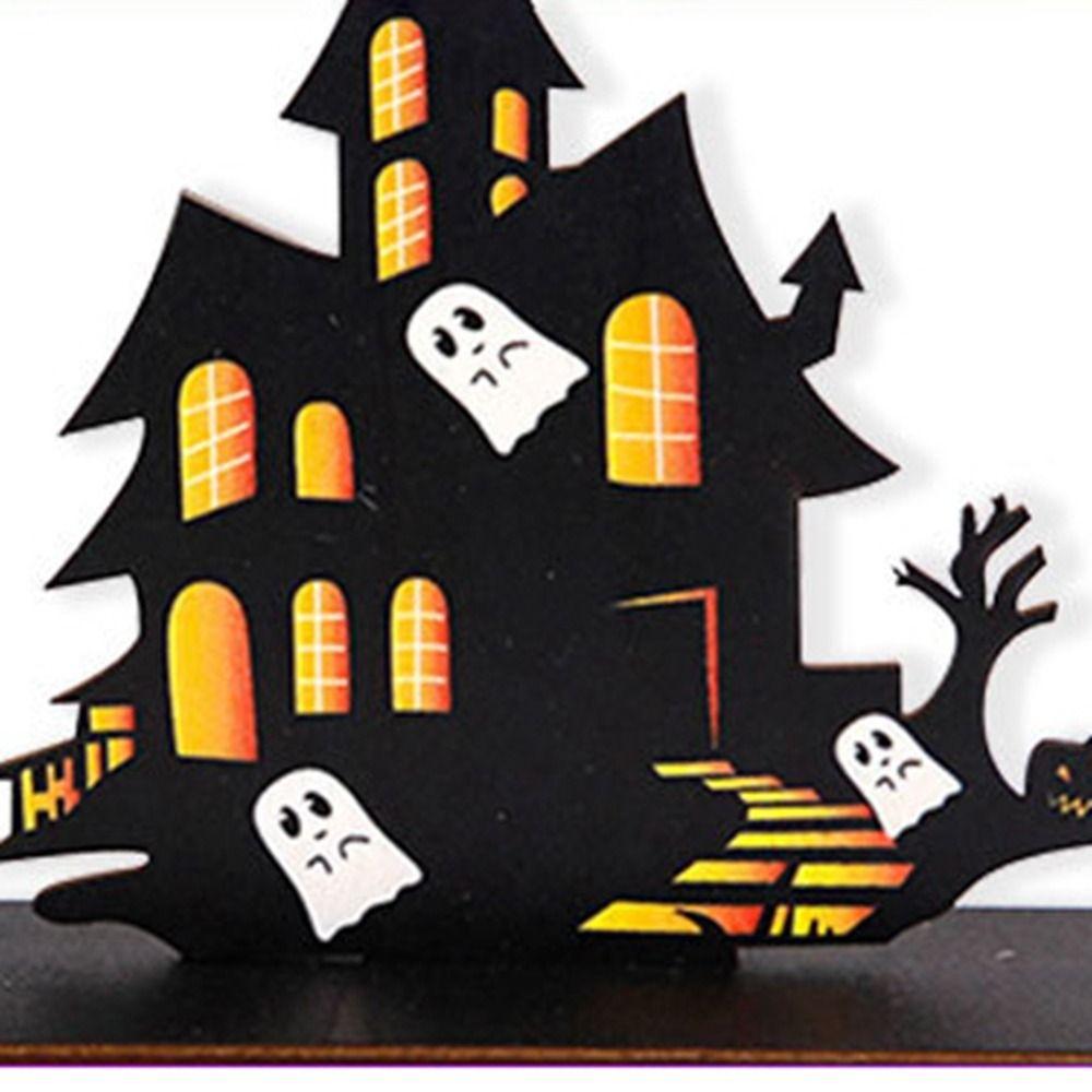 3D Ghost Castle Desktop Ornament Cartoon Halloween Decoration Stand Scene Layout