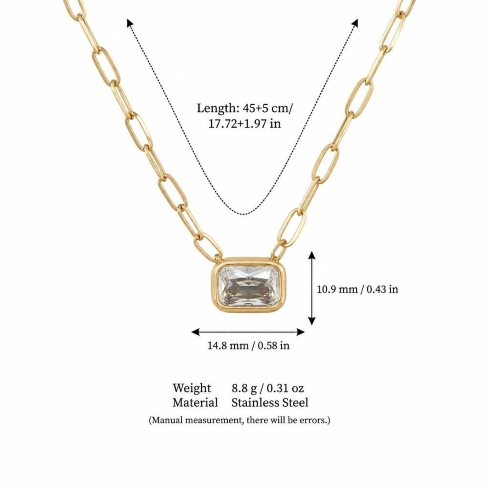 Multi Zircon Zircon Charm Necklace Stainless Steel Plated Y-Shaped Chain Necklace for Daily Wear