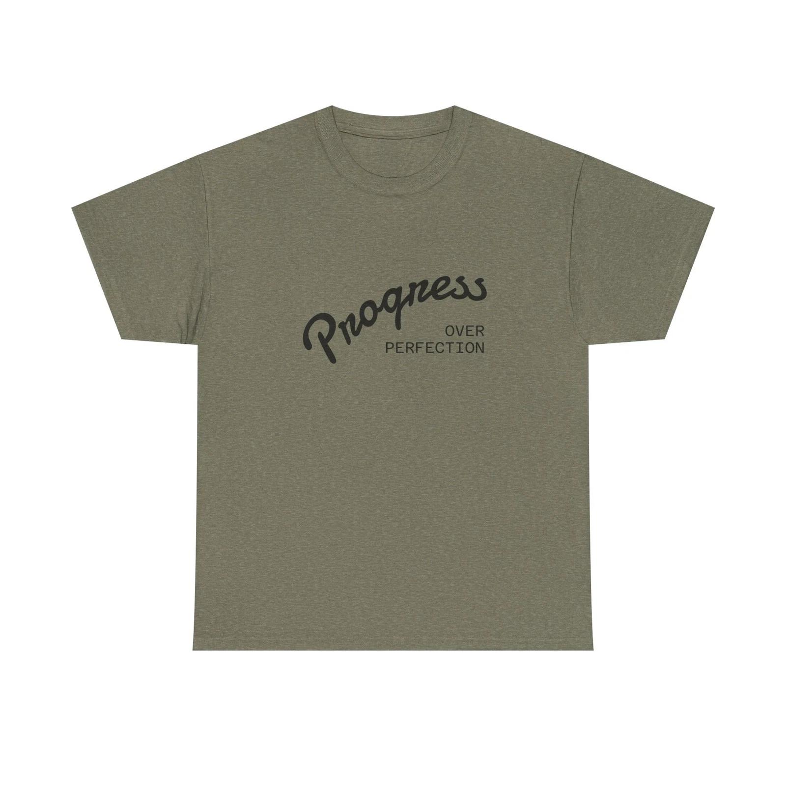 Progress Over Perfection Tee | Script Typography Motivational Shirt M