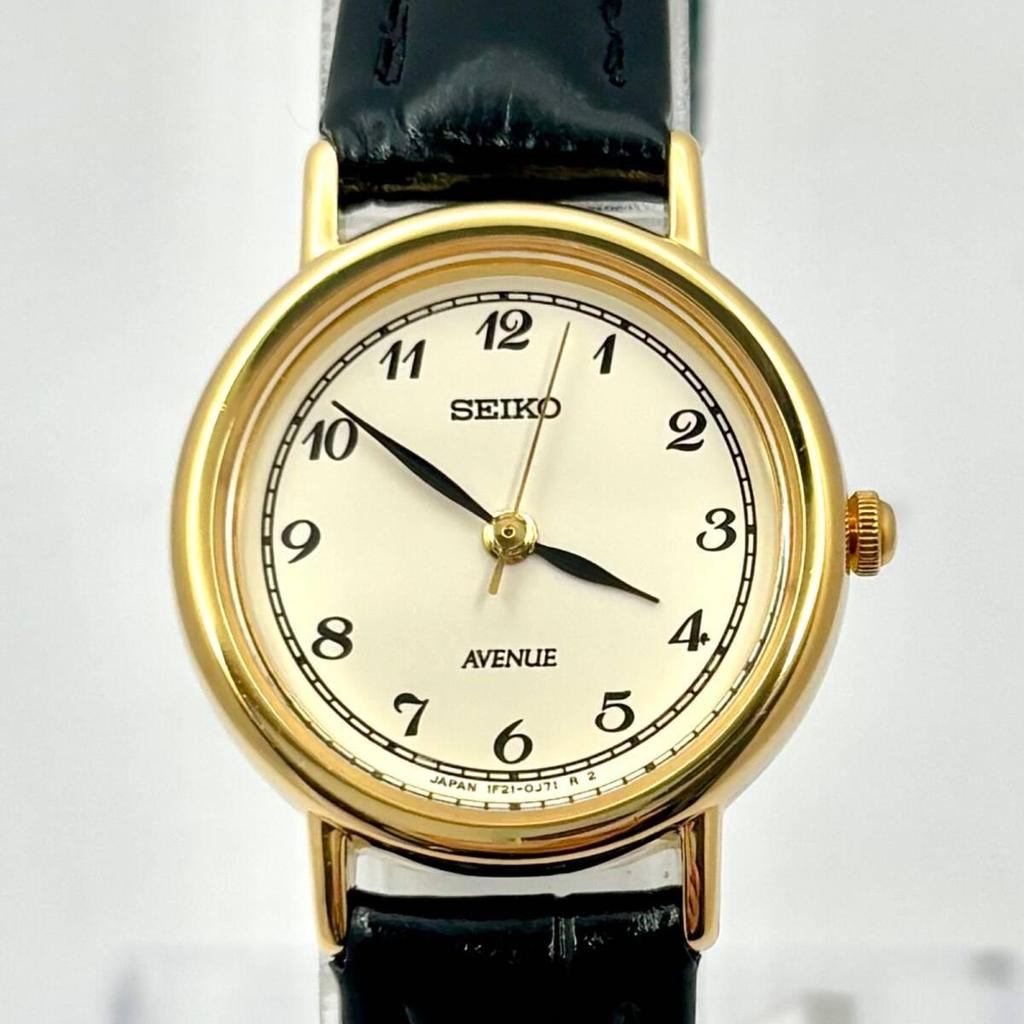 Used [Display Item/New Battery] SEIKO AVENUE Ladies Watch Gold 1F21-0C40 810941 New Belt
