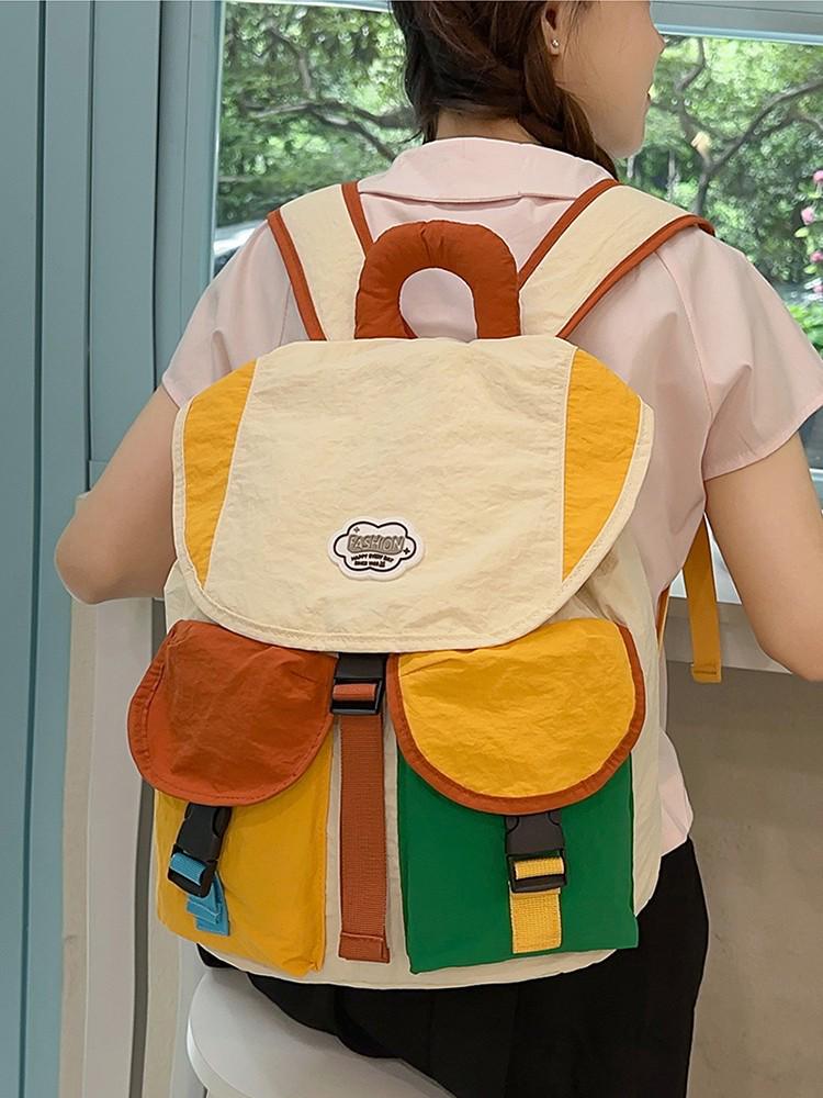 Dopamine Color Block Parent-Child Backpack for Kindergarten & Primary Girls – Lightweight Schoolbag for Outings