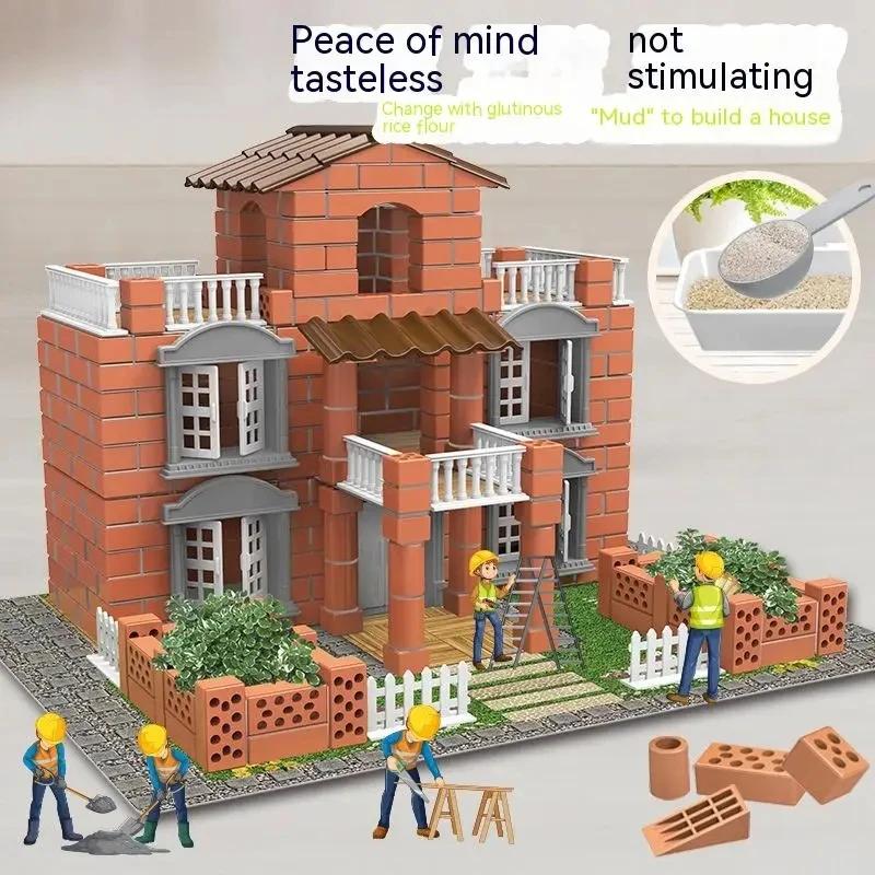 

Ceative DIY Children Toys Building Block Model Set Simulation Mud Brick and Tile Houses Assemble Toy Birthday Gift for Kid Adult