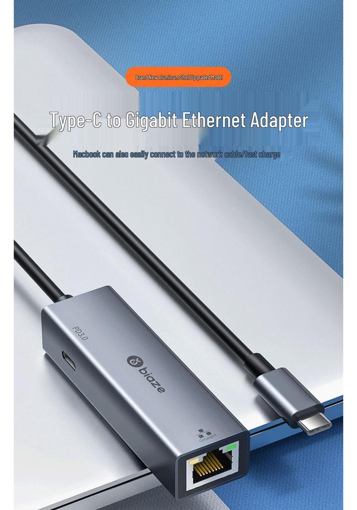Biaze USB-C To Gigabit Ethernet Adapter with PD Charging Expansion Hub