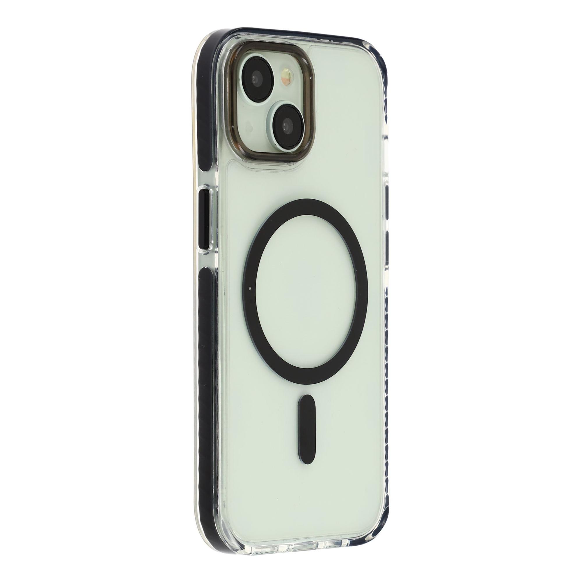 For iPhone 15 Plus Magnetic Case TPU PC Clear Phone Cover with Metal Buttons