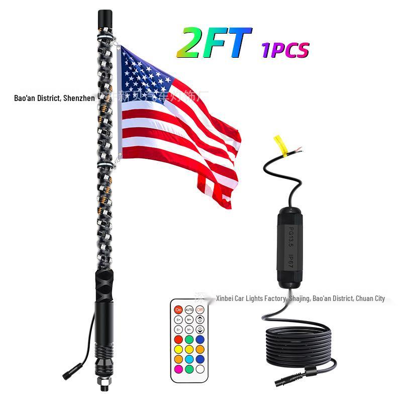 RGB Off-road Flagpole and Beach Atmosphere Light with Brake Function