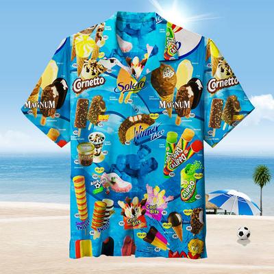 Havajská košile pro muže Letní Ice Cream Tričko Plážové potisky Košile s krátkým rukávem Topy Běžné Pánské oblečení Originální design